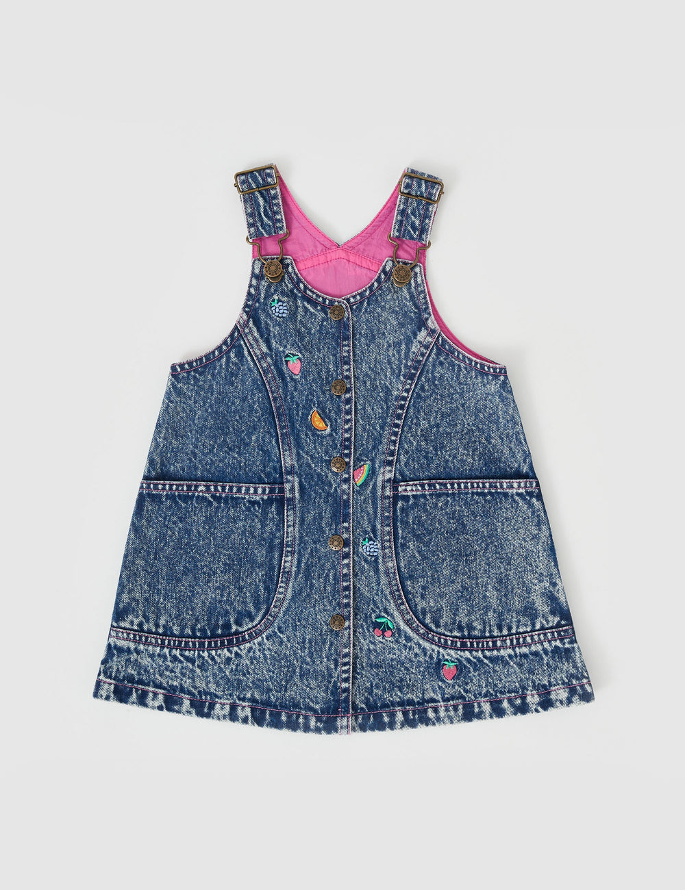 Penelope Fruity Denim Pinafore Dress